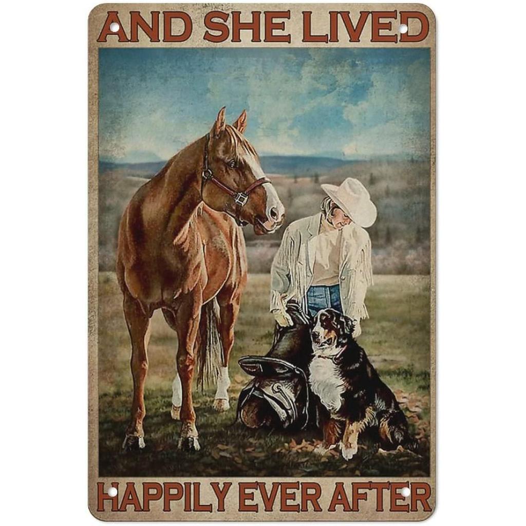 Vintage Cowgirl Metallschild Retro Westlich Reiten Zitat Blechschild für Heimbar Bauernhaus Dekoration Das Leben ist Hart Spirituell Wi