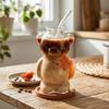 Transparent Bear Coffee Mug 320ML Milk Tea Straw Cup Multi-purpose Clear Bear Glassware  Milk