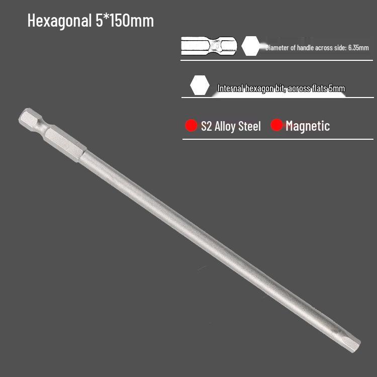 S2 Air Impact Hex Socket Bit Set, Pneumatic & Electric Screwdriver, 1/4 Strong Magnetic