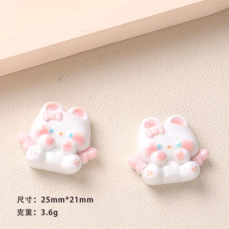 10Pcs Models Resin Cute Cartoon Rabbit Wings Series Scrapbook Diy Jewelry Hair Clips Phone Case Ornament Accessories A56
