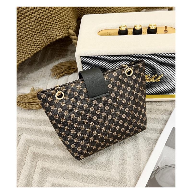 Ladies Bag Fashionable and Versatile Minimalist Bucket Bag Embroidered Printed Lock Buckle Crossbody Bag