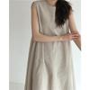 Pumpkin Color Lazy Simple Swing Loose Sleeveless A-line Vest Long Skirt Slimming Dress