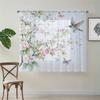 2PCS Watercolor Cherry Blossom & Hummingbird Sheer Curtains - Romantic Botanical Window Drapes