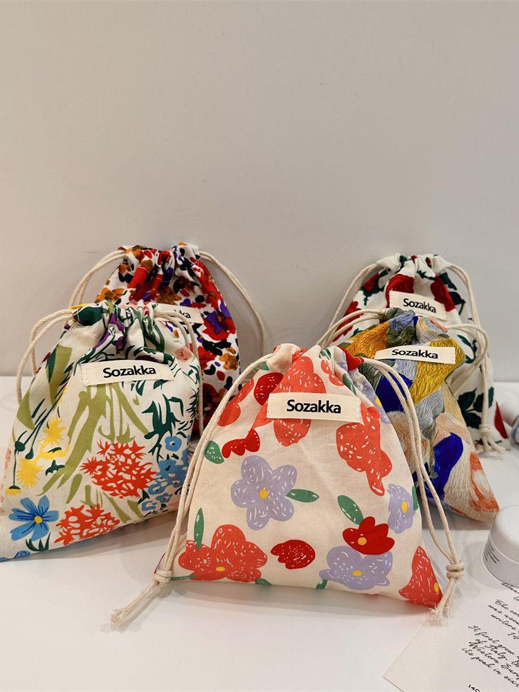 Japanese Small Cloth Storage Bag - Portable Drawstring Cosmetic Bag for Lipstick and Makeup
