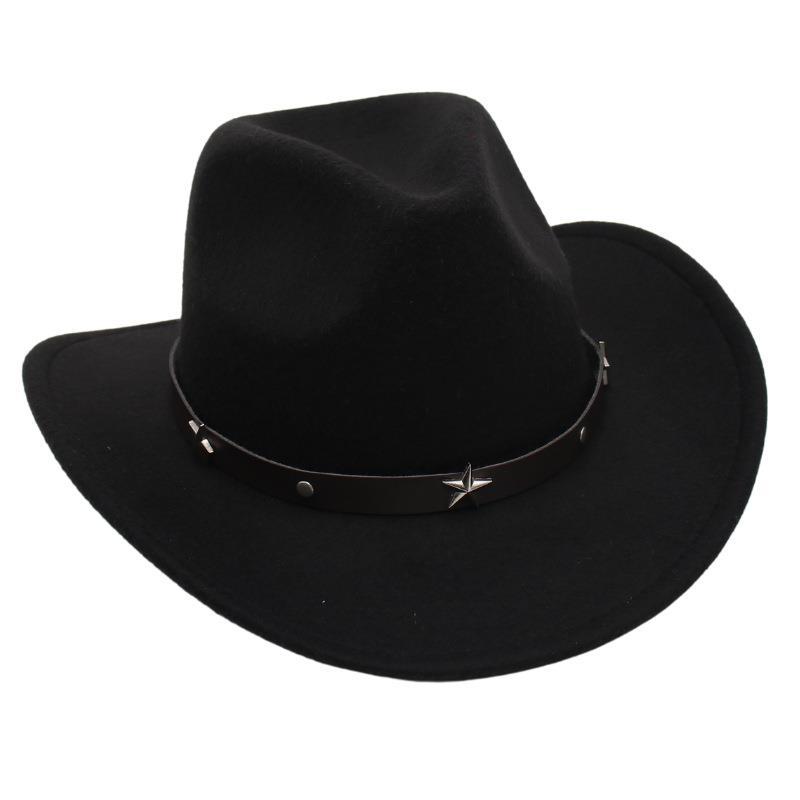Fashion Cowboy Hat Black Bowler Hat Jazz Hat English Vintage Felt Hat Knight Hat