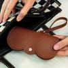 1pc Faux Leather Glasses Case Portable Glasses Pouch Protective Eyewear Storage Bag with Clip, Jewelry Organizer