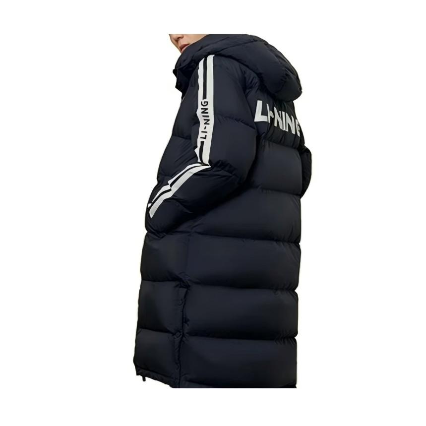 Li Ning Antivento Caldo Lungo Spesso Confortevole Piumino Uomo Capispalla Nero YYMU187-1