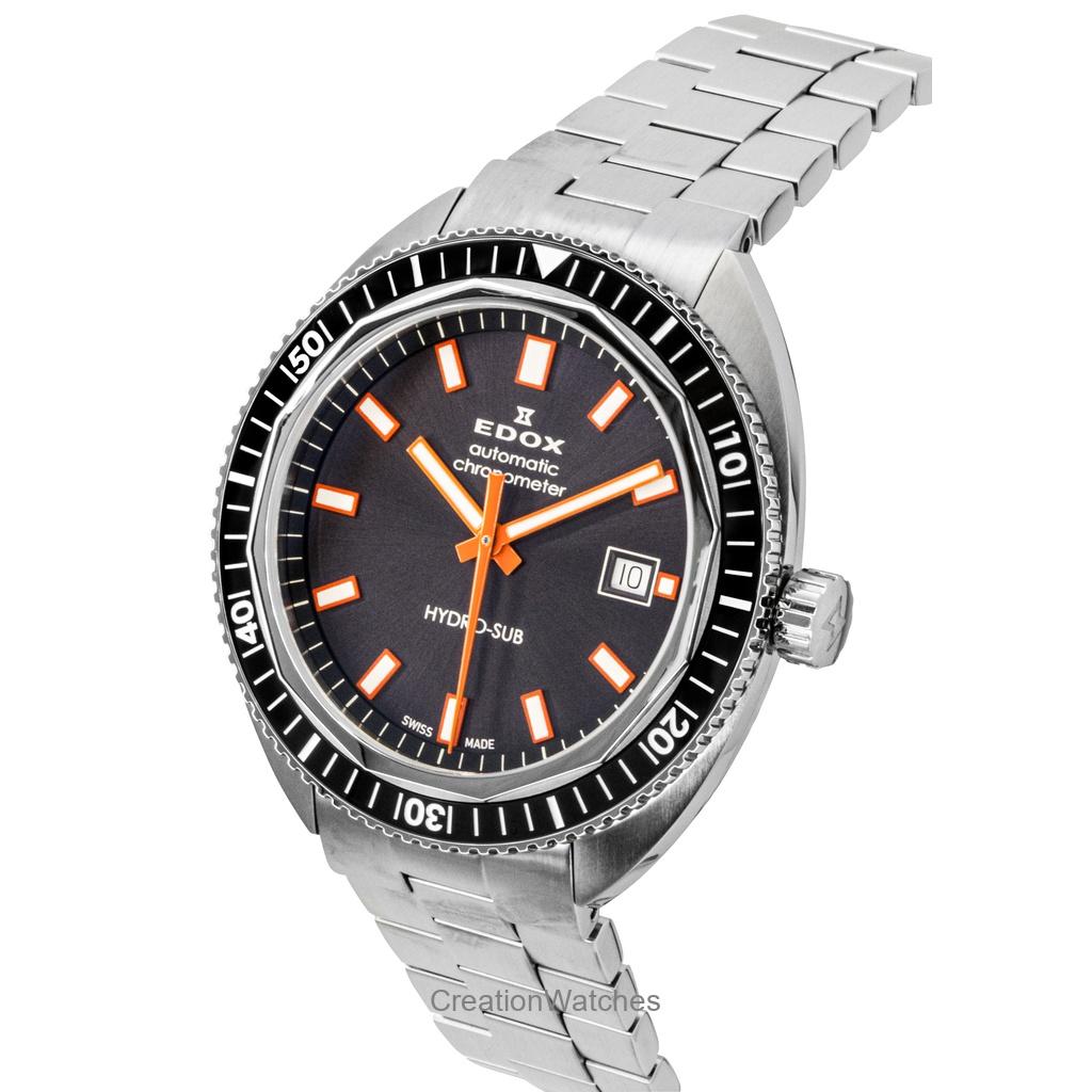 Edox Hydro-Sub Stainless Steel Grey Dial Automatic Diver's 801283NMGINO 300M Men's Watch