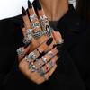 European and American Dark Fantasy Exaggerated Diamond-encrusted Poker Card Butterfly Crying Face Frog Organ Vintage Alloy ring23Set