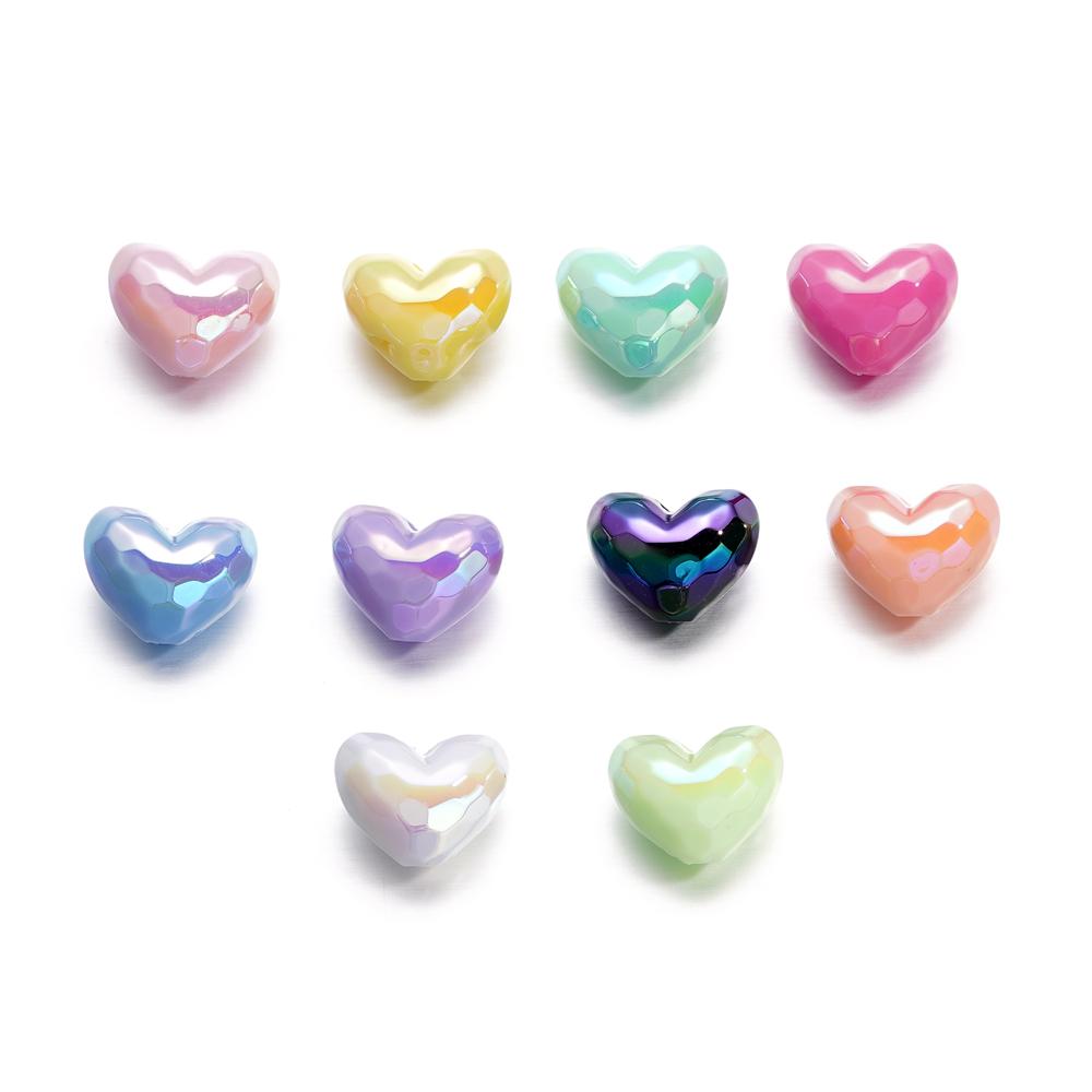 10Pcs/Lot Acrylic Heart Shape Bead Charm Spacer Loose Beads for DIY Necklace Bracelet Jewelry Making Accessories 14*18mm