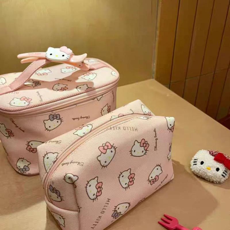 Bolsa de Cosméticos Rosa Hello Kitty Grande Capacidade Portátil Armazenamento Bolsa de Mão Bolsa de Armazenamento Hello Kitty