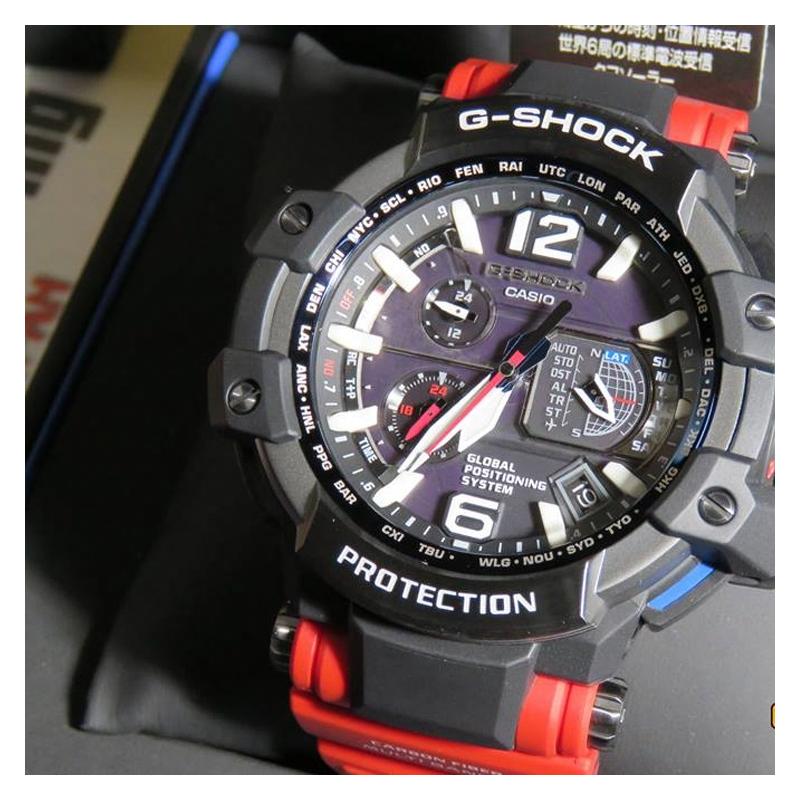 Casio Aviation-Serie, lokale Funkwelle, Solarenergie, robustes Uhrwerk, 3G-Schutzstruktur, multifunktionales System extreme Uhr, GPW-1000RD-4A