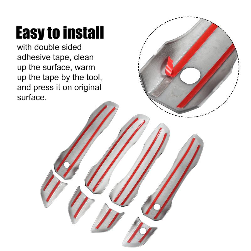 X Autohaux 8pcs Exterior Door Handle Trim Cover With Keyless Entry Left Hand Drive For Honda Civic 10th Gen 2016-2021