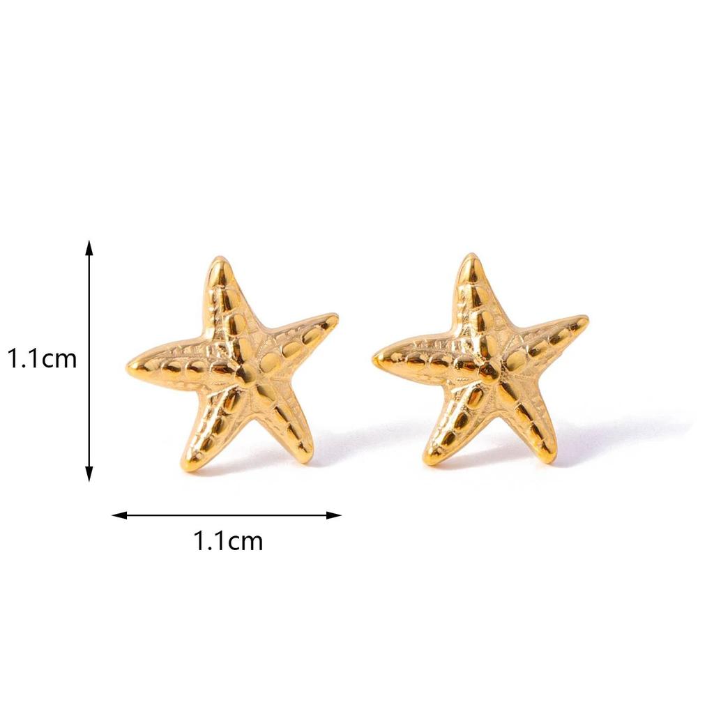 CARLIDANA Popular Ins Style Beach Stainless Steel Pentagonal Starfish Fashionable Marine Biological Design Jewelry Earrings