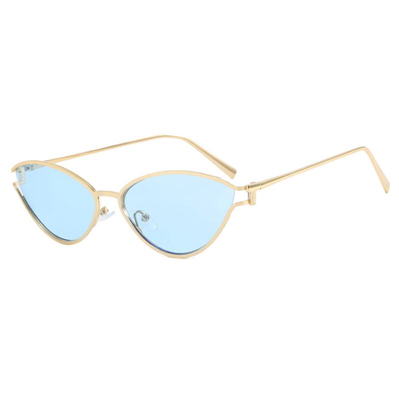 Vintage Cat Eye Sunglasses Women New Stylish Metal Rim Solid Color Casual Shades Trendy Retro Brand Design Sun Glasses