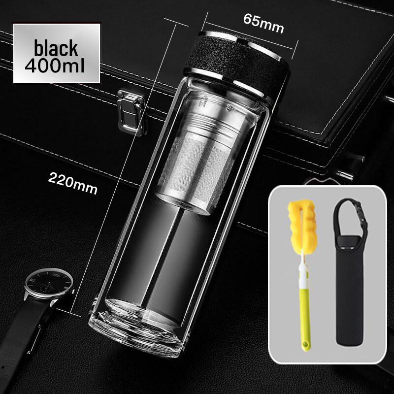 ZISIZ Double-Layer Glass Tea Infuser Mug