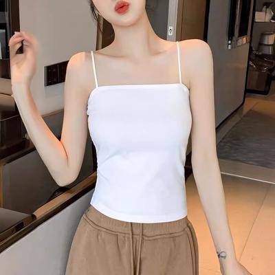Kleines Camisole Damen Frühling Französisch Chic Frühling Gepolstert Schwarzer Anzug mit Schönem Rücken Reine Baumwolle Unterhemd