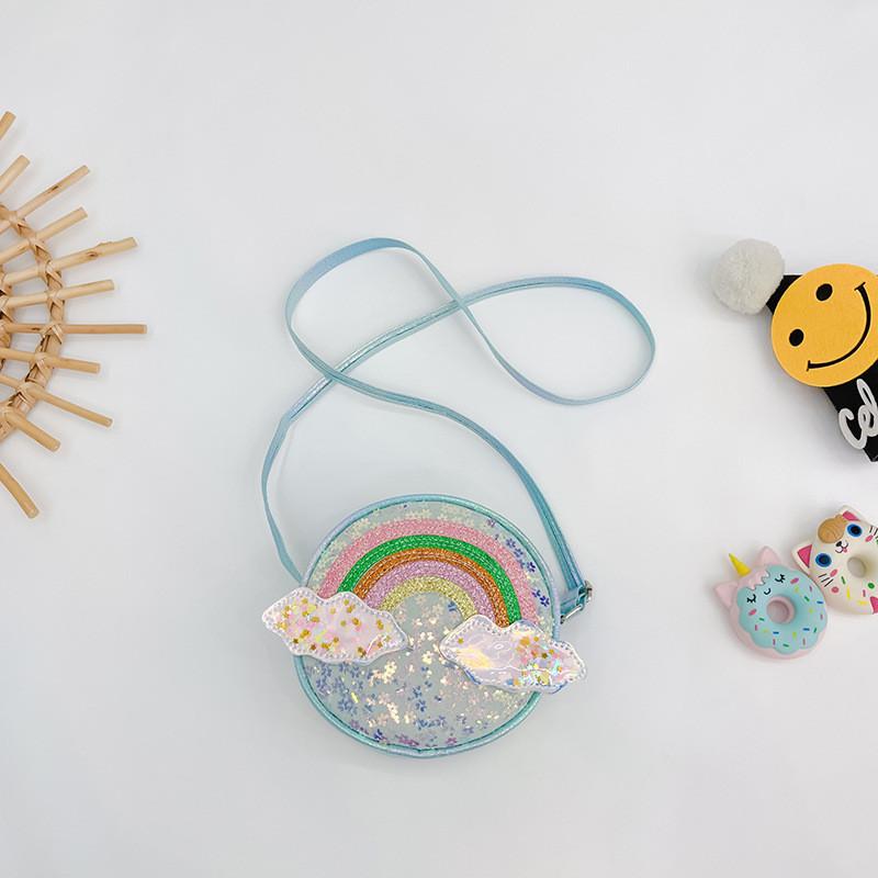 Adorable Rainbow Crossbody Bag For Girls Fashionable Princess Style With Zipper Closure