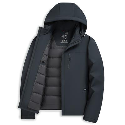 Doudoune d'hiver pour homme d'âge moyen et âgé, chaude et froide, à capuche, veste décontractée