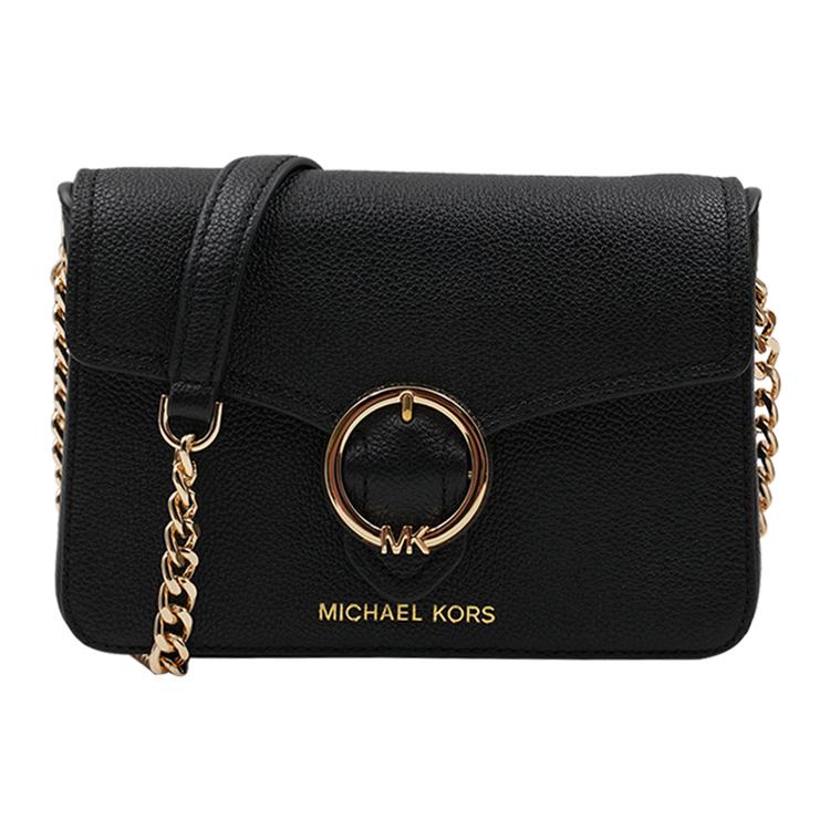 

New MICHAEL KORS Cow Leather Chain Crossbody Bag Women s Pure Black 35T0GW5C1L-BLACK 20.1*6.1*14.0CM
