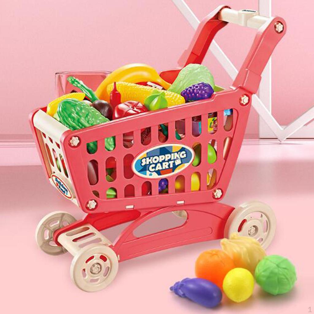 Children's Play Set 18.50'' Multifunctional Supermarket Trolley Handcart Toy for Kids