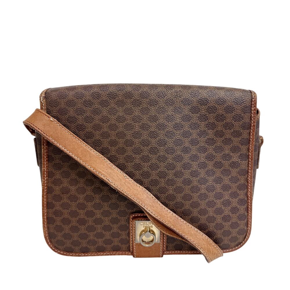 CELINE Macadam leather Shoulder Bag Brown leather Used