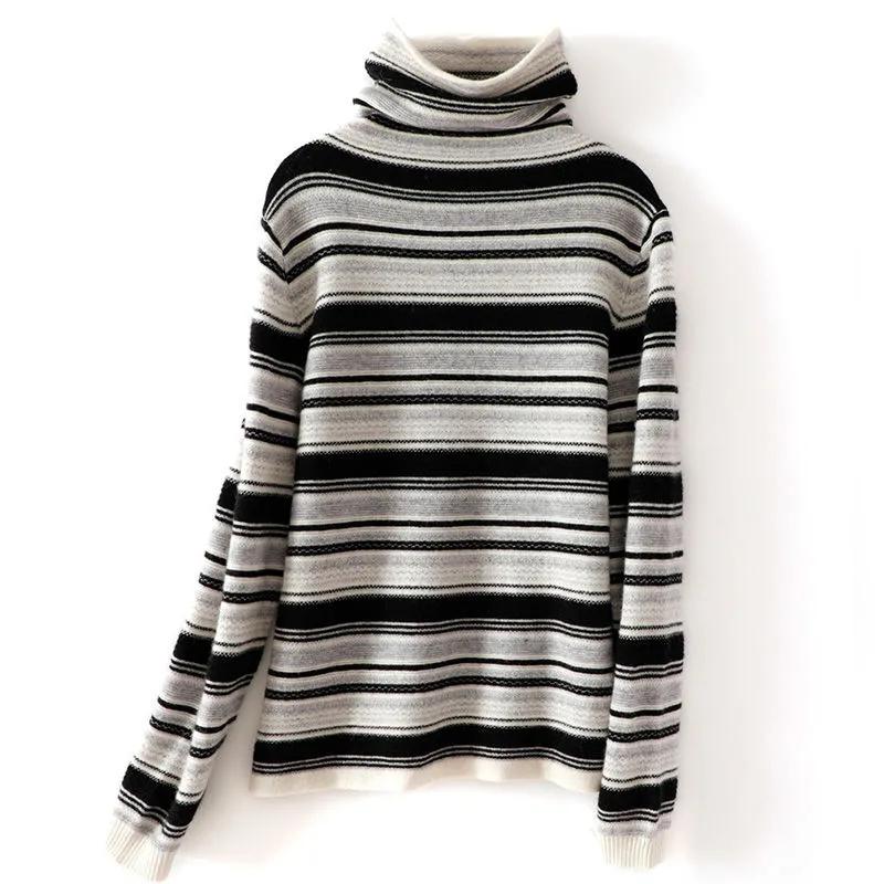 

Женский осенний пуловер с длинным рукавом, свитер в полоску, трикотаж, базовая рубашка XS