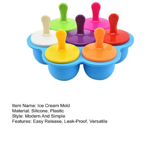 Ice Cream Mold 6-Cavity Flower Shape Silicone Ice Pop Mold with Lids Easy Release Dishwasher Safe Popsicle Mold for Jelly Pudding Soap
