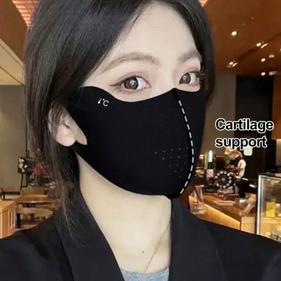 Soft Ice Silk Face Guard, Half Face Sun Protection Neck Cover, Breathable Holes Face Shield with Elastic Ear Loop for Outdoor Women Cycling Hiking