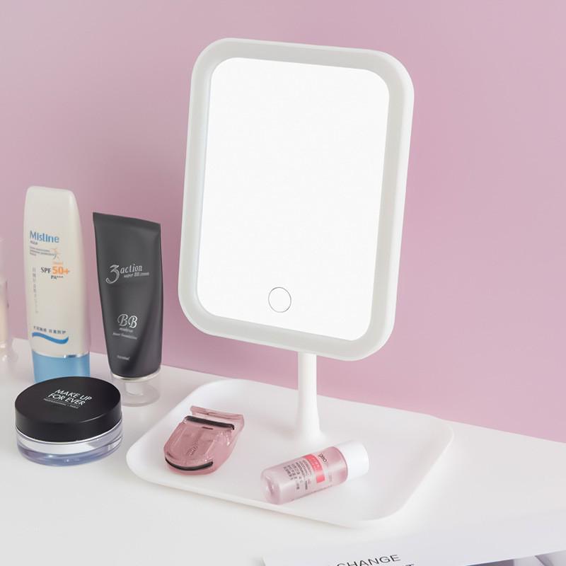 Rechargeable LED Makeup Mirror with Adjustable Three-Color Natural Light and One-Touch Control for Dressing Table