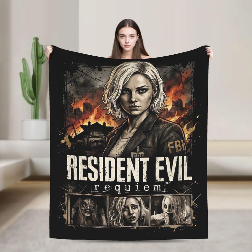 Resident Evil Leon Kennedy Plush Blanket Girls Boys  Flannel Throw Blanket For Living Room Soft Quality Bedspread Gift Idea