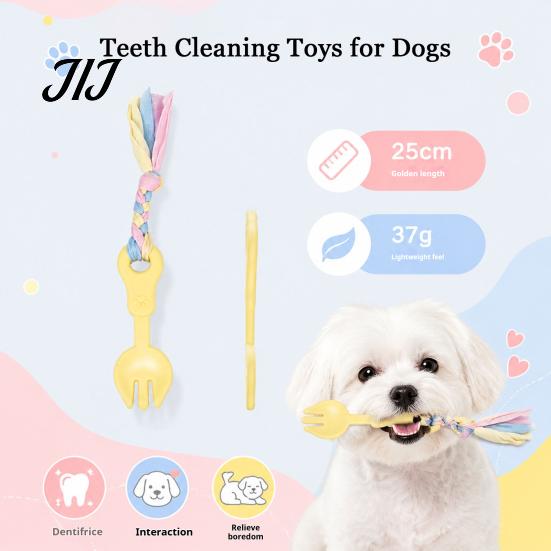 Pet Exercise And Bonding Toys Molar Teeth Cleaning Fork Toy, Durable Woven Rope Training Macaron for Dogs Colors Interactive TPR Chew Toy Gum Massage