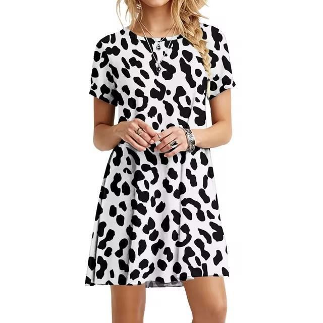Vacation Short Sleeve T-Shirt Dress Women 3D Print Loose Plus Size Beach Dresses