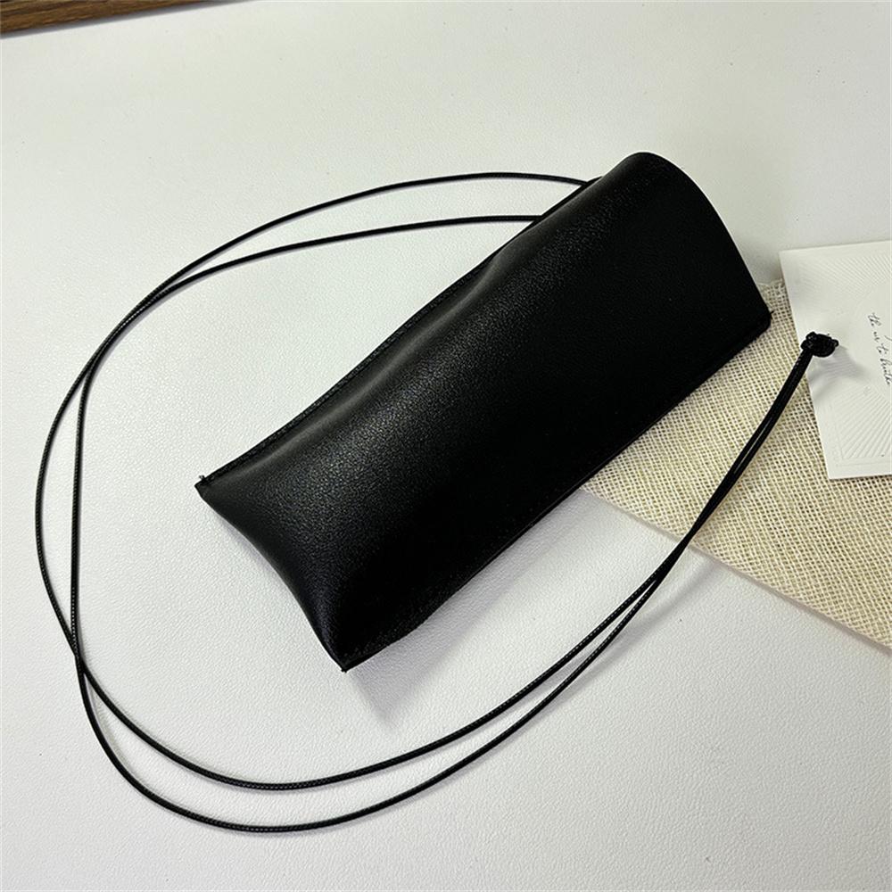 

PU Leather Lanyard Glasses Bag Solid Color Hanging Neck Sunglasses Storage Bags Eyeglasses Holder Women Men Travel Eyewear Case чорний