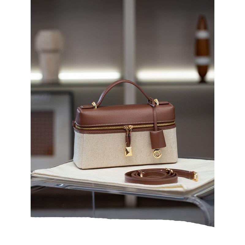 High Quality Retro Box Bag 23cm Tire Cow Grain Cowhide Vintage Style Handbag Single Shoulder Crossbody Women's Bag Trendy