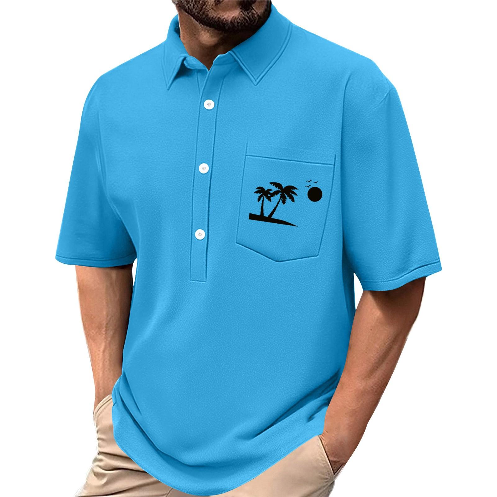 

Мужская летняя однотонная рубашка с принтом, эластичная в четырех направлениях, с лацканами, на пуговицах, с карманом, повседневный спортивный топ с короткими рукавами XXL