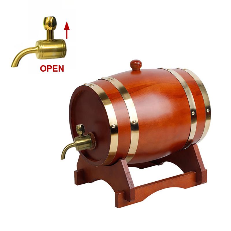 UNTIOR 1.5/3L Wood Wine Barrel Oak Beer Brewing Equipment Rum Pot Whisky Wine Bar Tools Wedding Decoration Home Brew Beer Tools