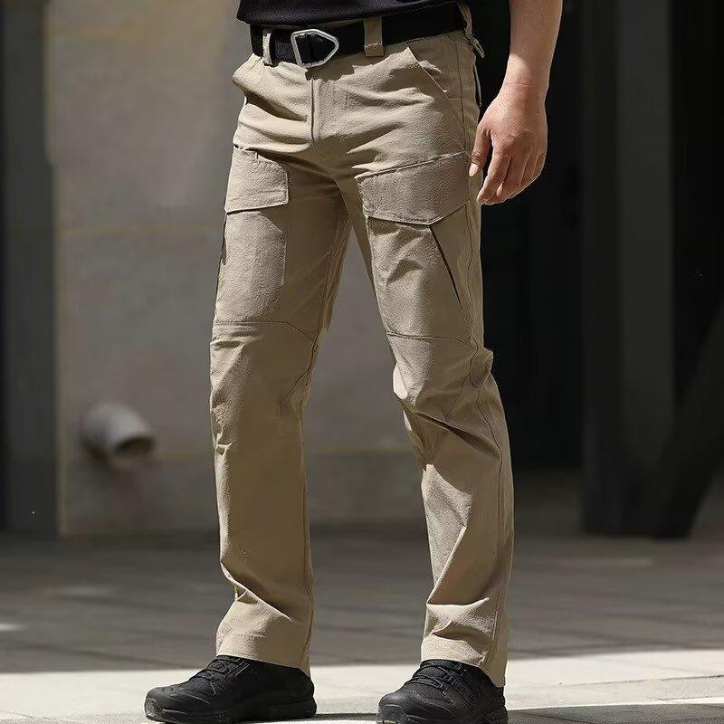Summer men's tactical trousers multi-bag quick-drying overalls outdoor anti-splashing combat trend