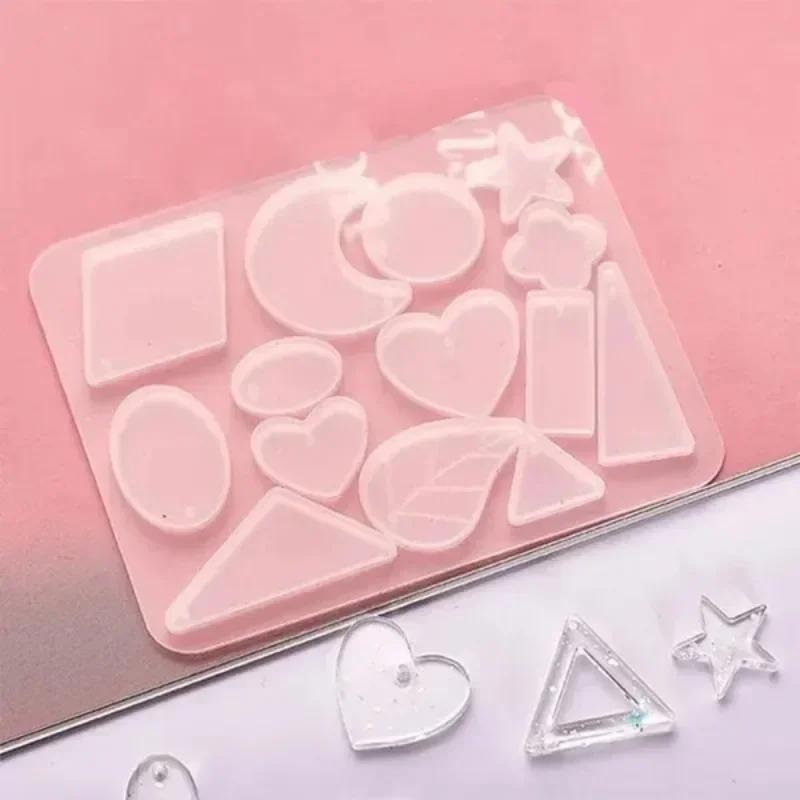 1 Pc DIY Keychain Earring Pendants Silicone Mold Moon Heart Epoxy Resin Mould Jewelry Making Casting Accessories