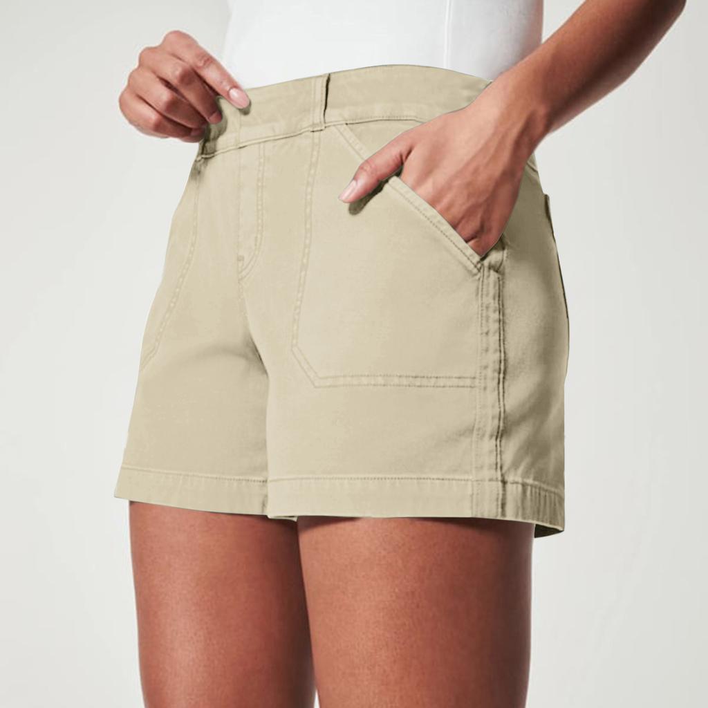 Buzunare laterale scurte din twill elastic moale pentru femei Sensare moale, fără nasturi și fără fermoar Potrivire flatantă