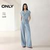 ONLY Women's 2026 Summer Retro Double-Breasted High-Waist Straight-Leg Denim Jumpsuit