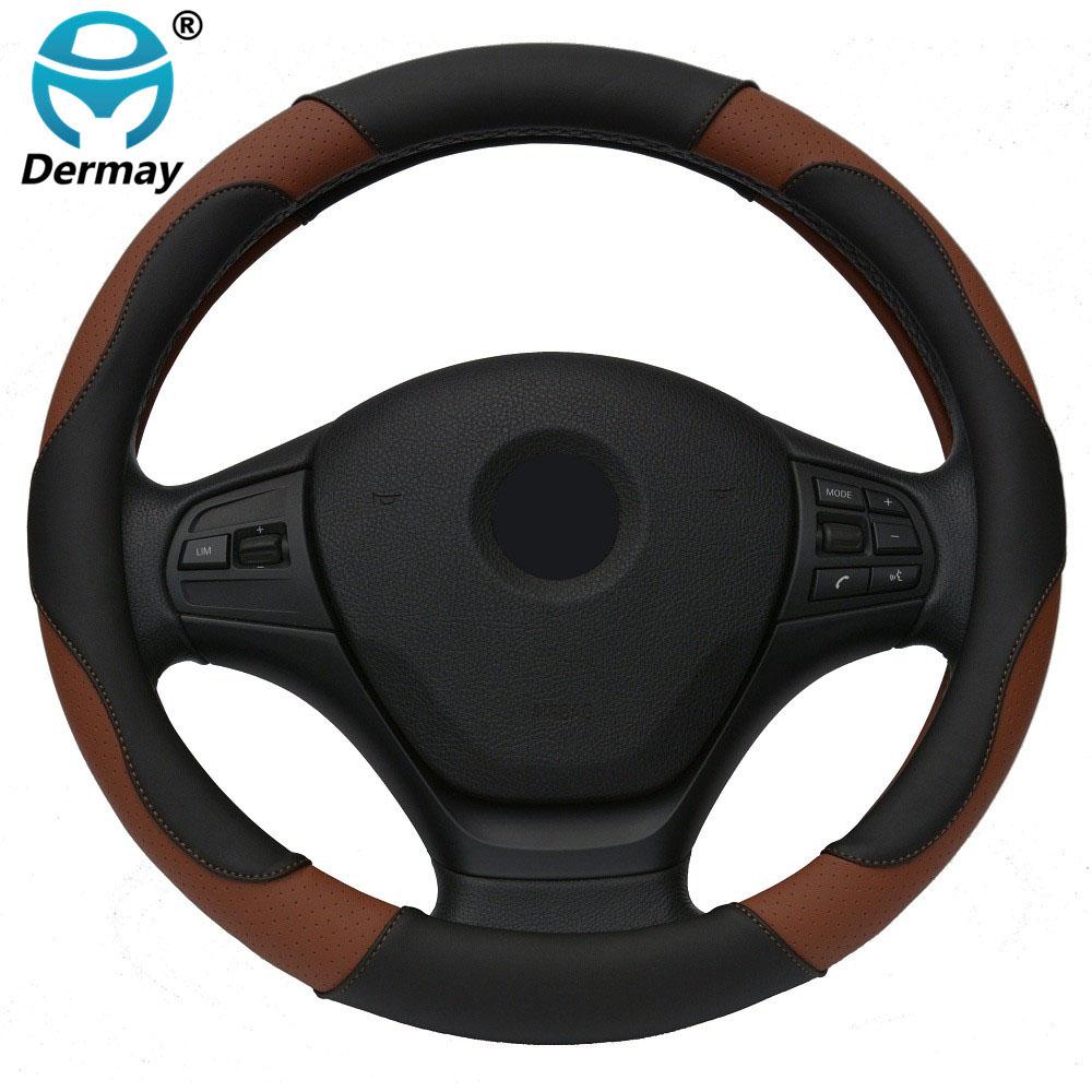 DERMAY PU-Leder Auto-Lenkradbezug Größe M für LADA 14-15" Lenkrad Kostenloser Versand