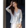 Women's V-Neck Lyocell Blend Hollow-Out Cardigan