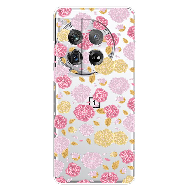 For OnePlus 12 Case 12R 5G Flower Clear TPU Soft Silicone Transparent Back Case for One plus 12R Cover on for Oneplus12 5G Coque