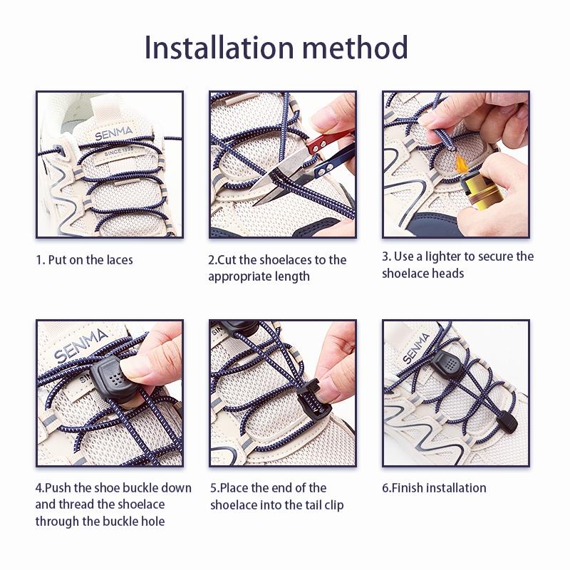 1Pair Press Lock Buckle Lazy Shoe Laces Elastic Round Shoelaces with For Kids Adults Suitable for A Variety of Shoes
