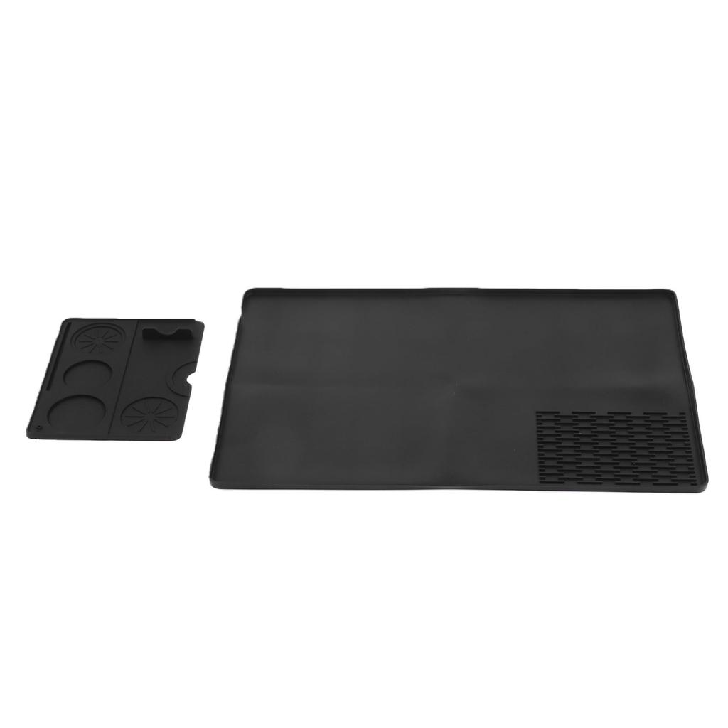 2 in 1 Silicone Coffee Mat Black Thickened Heat Proof Coffee Tamping Dish Drying Mat for Coffee Machine