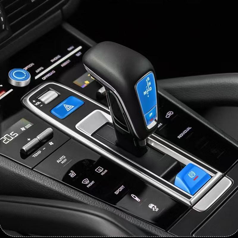 5 Piece Metal Car Central Console Gear Shift Knob Panel P Button Cover Trim For Porsche Cayenne 2018-2025 Interior Accessories