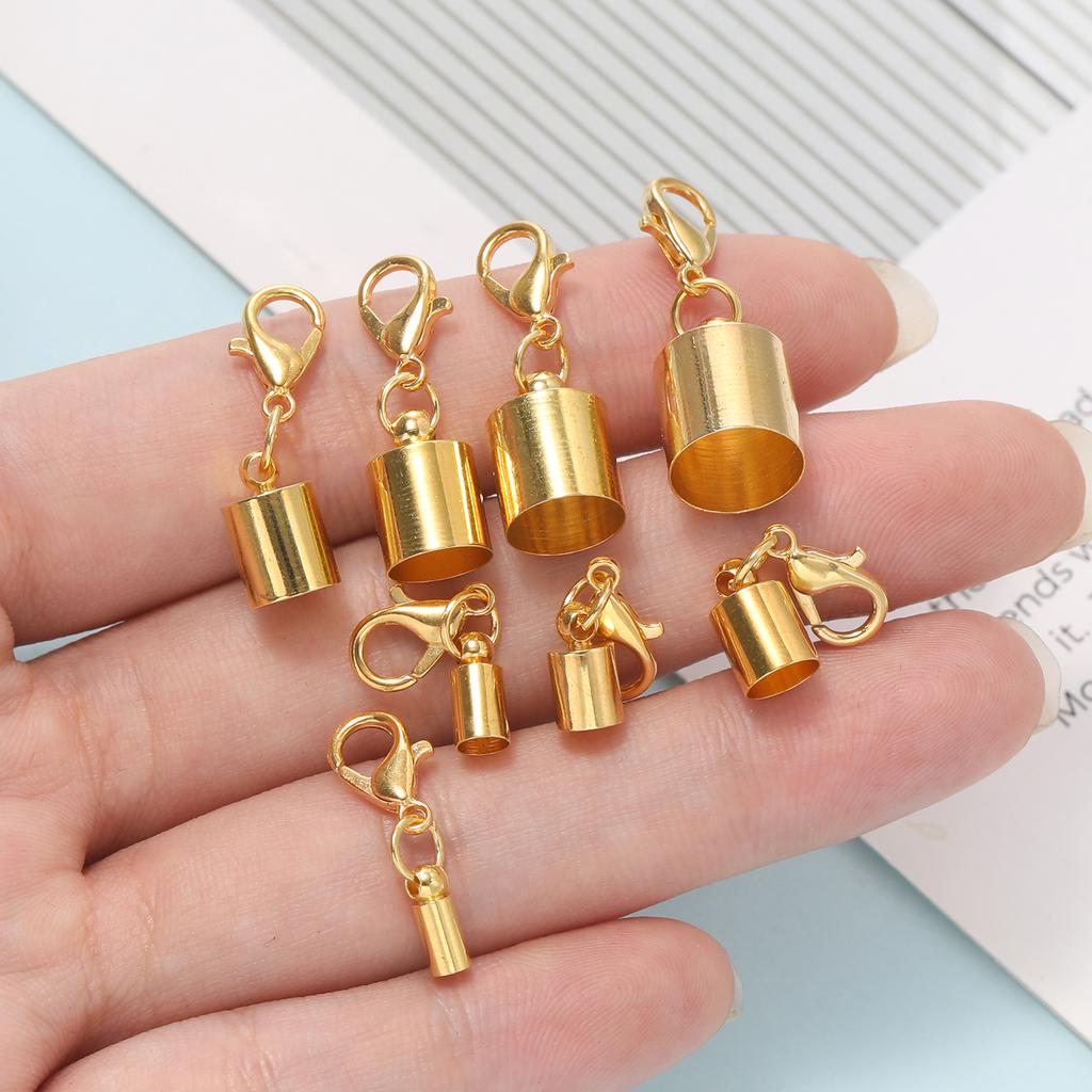 10pcs Lobster Clasps Hooks Leather Cord End Caps 2.5-9.5mm Crimps End Tip Caps Connectors for Bracelet Necklace Jewelry Findings