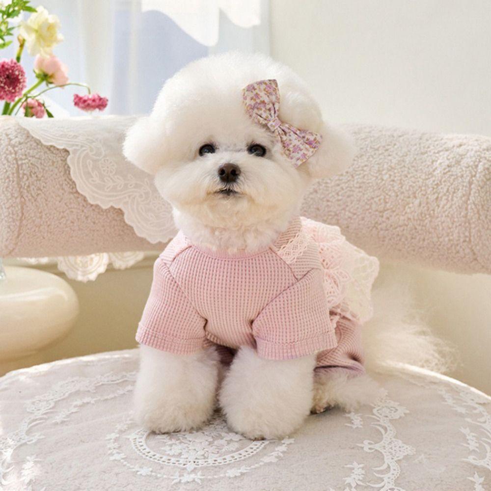 Waffle Lace Dog Pajamas Lace Camisole Cat Clothes Pet Supplies Pet Spring Summer Jumpsuit  Puppy