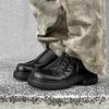 Fashion Casual thick soled men's leather shoes Classic designer style Fashion street walking Daily youthful versatile shoes Black